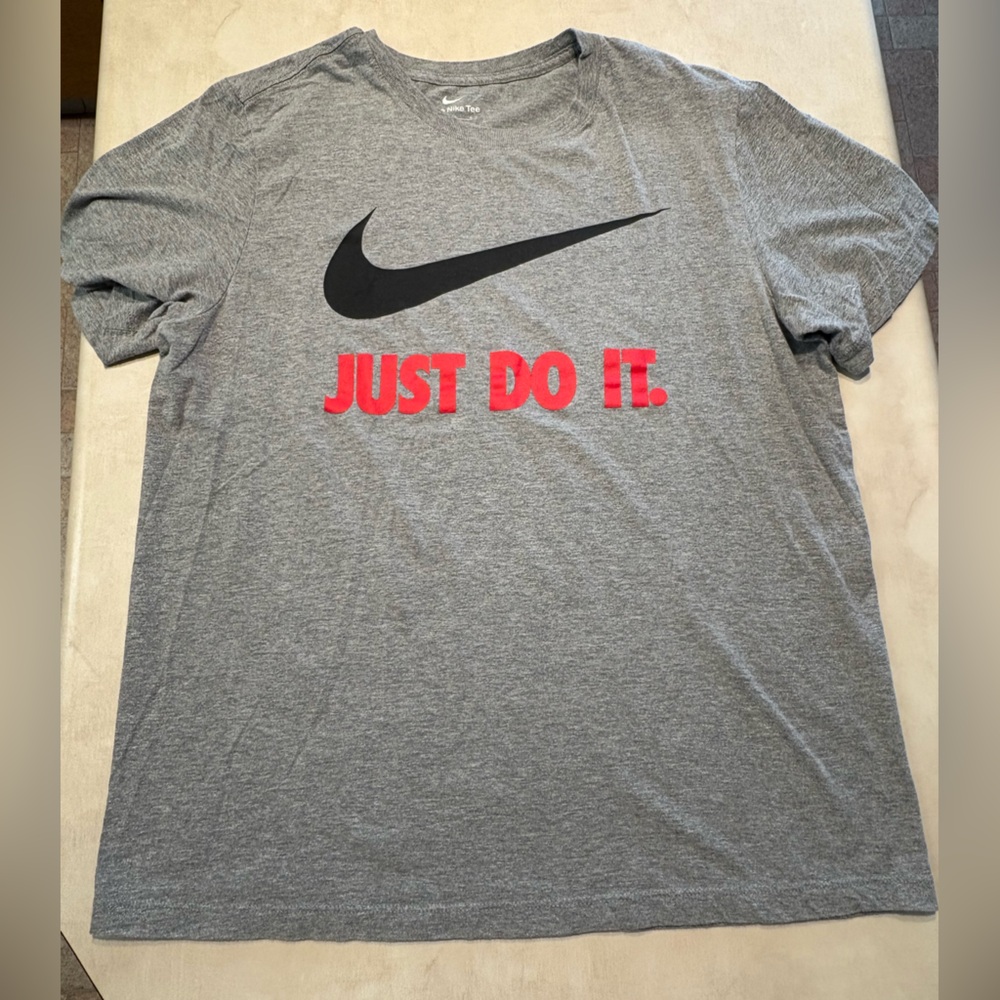 Nike Gray T-Shirt with Black and Red Logo